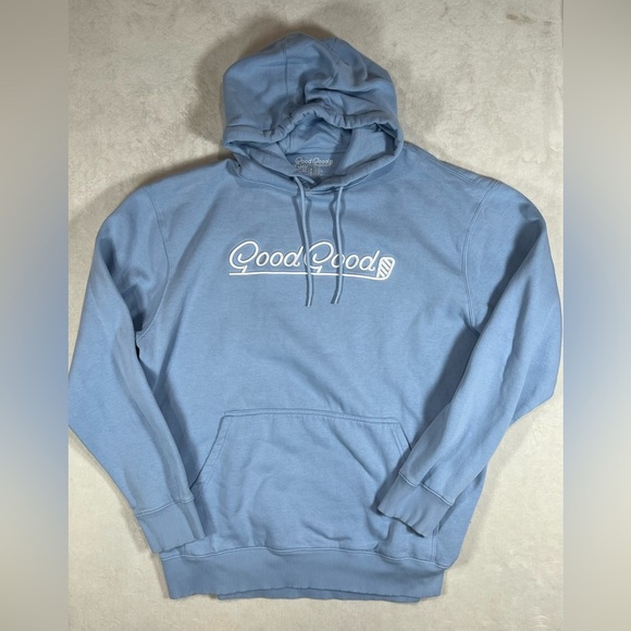 GoodGood Gold 3XL Embroidered Soft Cotton Men's Light Blue Hoodie - Picture 1 of 6